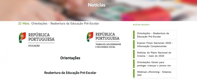 Orientações – Reabertura da Educação Pré-Escolar